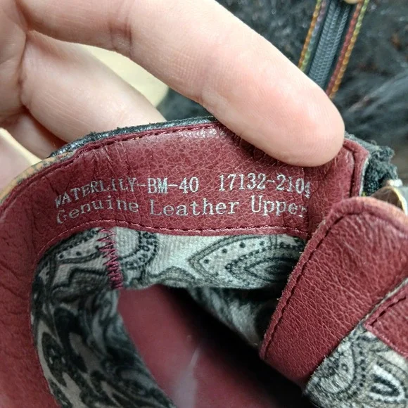 Spring Step L'Artiste Waterlily Boots Women 9 Multicolor Leather Block Heel - Picture 11 of 12